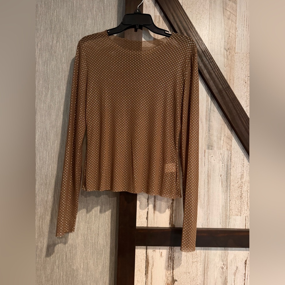 Brown Sparkle Long Sleeve Top